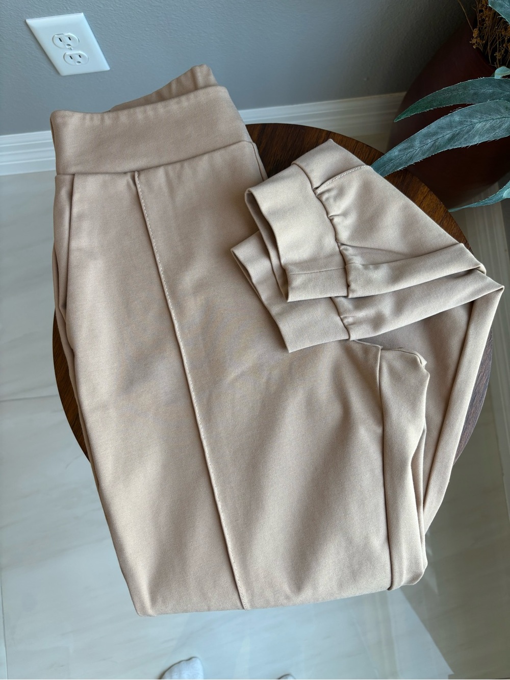 BYLT Basics Pintuck Joggers - Light Beige